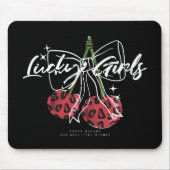 Retro Glücksmädchen Kirsche Zitat Mousepad (Vorne)