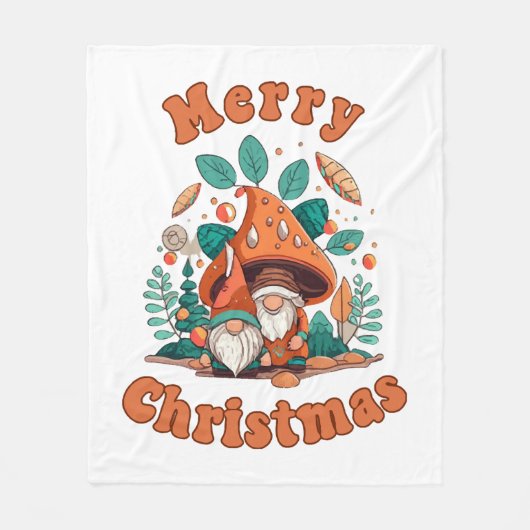 Retro Gnome Christmas Fleecedecke (Vorderseite)