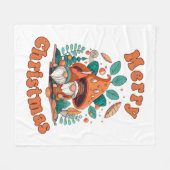 Retro Gnome Christmas Fleecedecke (Vorderseite (Horizontal))