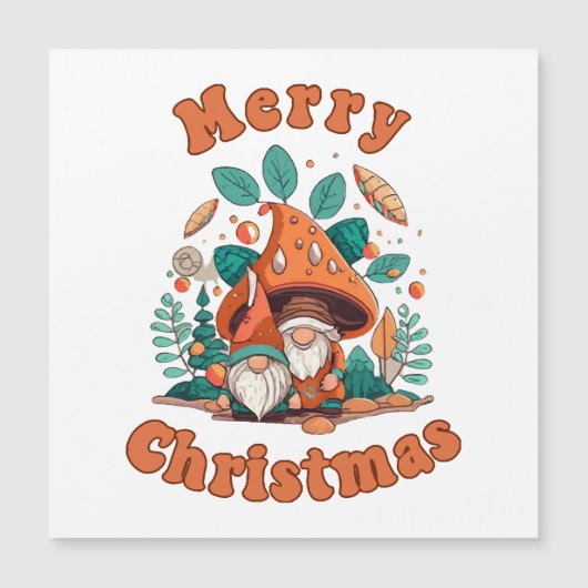 Retro Gnome Christmas Magnetkarte (Vorderseite)