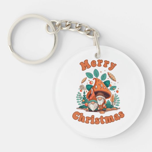 Retro Gnome Christmas Schlüsselanhänger (Vorderseite)