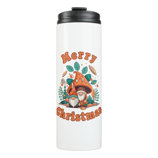 Retro Gnome Christmas Thermosbecher (Vorderseite)