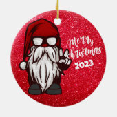 Retro Gnome Weihnachtsschmuck, Vintager Stil Keramik Ornament (Hinten)