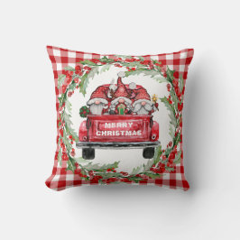 Retro Gnomes Christmas Buffalo Red Truck Holiday Kissen