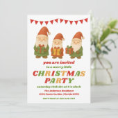 Retro Gnomes Editable Christmas Party Einladung (Stehend Vorderseite)