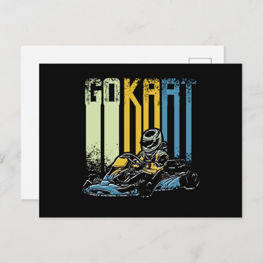 Retro Go Kart Postkarte (Vorne/Hinten)