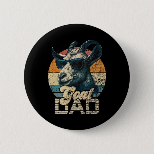 Retro Goat Vater Best Goat Daddy Funny Vathday Button (Vorderseite)