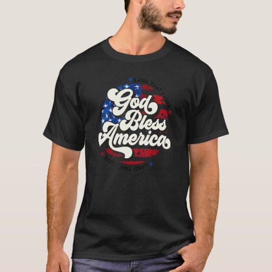 Retro God segne America Land, dass ich Liebe Usa 4 T-Shirt (Vorderseite)