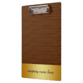 Retro Gold Abzeichen Beige Bambus Textur Muster Klemmbrett (Links)