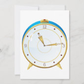 Retro Gold Alarm Uhr mit Blue Trip Timepiece Einladung (Vorderseite)