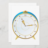 Retro Gold Alarm Uhr mit Blue Trip Timepiece Einladung (Vorne/Hinten)