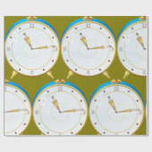 Retro Gold Alarm Uhr mit Blue Trip Timepiece Geschenkpapier (Flach)