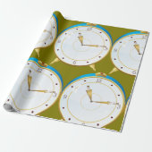 Retro Gold Alarm Uhr mit Blue Trip Timepiece Geschenkpapier (Ungerollt)