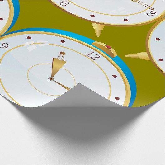 Retro Gold Alarm Uhr mit Blue Trip Timepiece Geschenkpapier