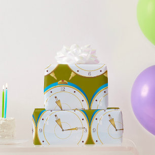 Retro Gold Alarm Uhr mit Blue Trip Timepiece Geschenkpapier