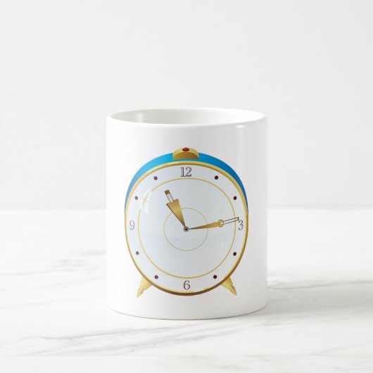 Retro Gold Alarm Uhr mit Blue Trip Timepiece Kaffeetasse (Mittel)