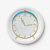 Retro Gold Alarm Uhr mit Blue Trip Timepiece Pappteller (Vorderseite)