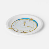 Retro Gold Alarm Uhr mit Blue Trip Timepiece Pappteller (Schrägansicht)