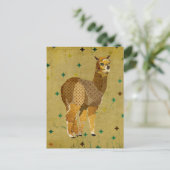 Retro Gold Alpaca Postkarte (Stehend Vorderseite)