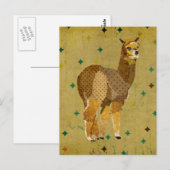 Retro Gold Alpaca Postkarte (Vorne/Hinten)