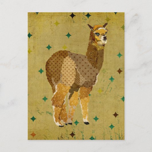Retro Gold Alpaca Postkarte (Vorderseite)