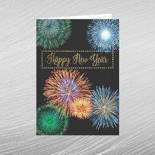 Retro-Gold-Banner Feuerwerk Frohes Neues Jahr Feiertagskarte
