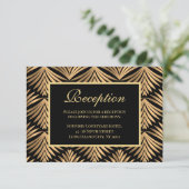 Retro Gold Black Art Deco Gatsby Hochzeitsempfang Einladung (Stehend Vorderseite)