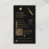 Retro gold black Doodles Brow Artist QR Code Visitenkarte (Rückseite)