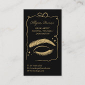 Retro gold black Doodles Brow Artist QR Code Visitenkarte (Vorderseite)