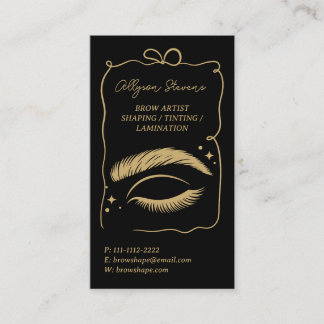 Retro gold black Doodles Brow Artist QR Code Visitenkarte