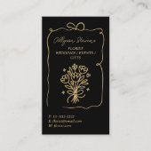 Retro Gold Black Doodles Florist Artist QR Code Visitenkarte (Vorderseite)
