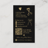Retro gold black Doodles Lash Tech QR Code Visitenkarte (Rückseite)