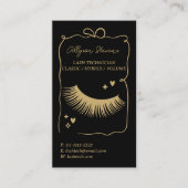 Retro gold black Doodles Lash Tech QR Code Visitenkarte (Vorderseite)