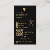 Retro gold black Doodles Tattoo Artist QR Code Visitenkarte (Rückseite)