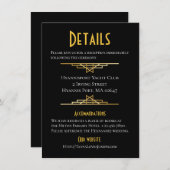 Retro Gold Black Great Gatsy Details Hochzeitskart Begleitkarte (Vorne/Hinten)