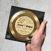 Retro Gold Black Vinyl Record Player 50th Birthday Einladung
