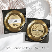 Retro Gold Black Vinyl Record Player 50th Birthday Einladung