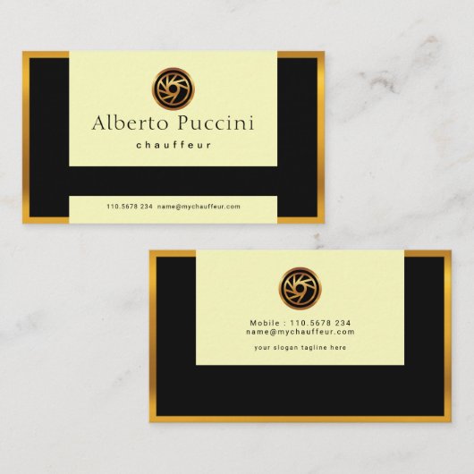Retro Gold Border Stilvolle Pull-Down-Fahrer Visitenkarte (Vorne/Hinten)