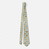 Retro Gold, Braun & Aquamarin Dots Männer Krawatte (Rückseite)