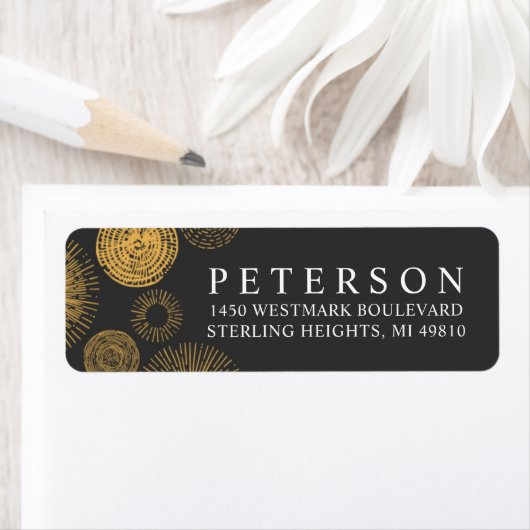 Retro Gold Burst Sparkler Holiday Rücksendeadresse (Insitu)