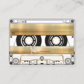 Retro Gold Cassette Band Hochzeitsflat-Platzkarte Platzkarte (Rückseite)