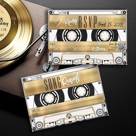 Retro Gold Cassette Tape Hochzeit Einladung UAWG