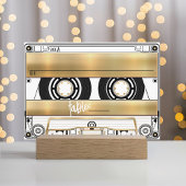 Retro Gold Cassette Tape Wedding Flat Place Card Platzkarte