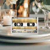 Retro Gold Cassette Tape Wedding Folded Place Card Platzkarte