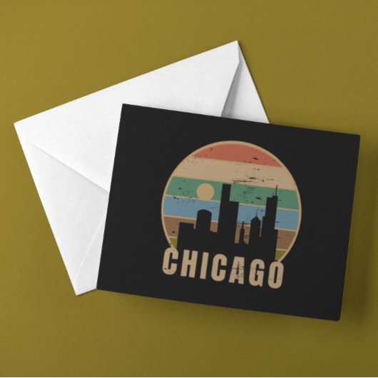 Retro Gold Chicago Skyline Postkarte