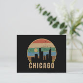Retro Gold Chicago Skyline Postkarte (Stehend Vorderseite)