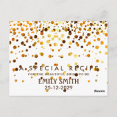 Retro Gold Confetti Brautparty Rezept Karten (Rückseite)