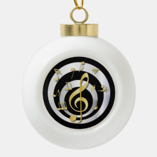 Retro Gold des Effekt-3D und silberne musikalische Keramik Kugel-Ornament
