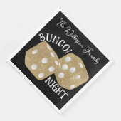 Retro Gold Dice Bunco Night on Black Serviette (Ecke)