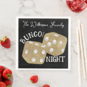 Retro Gold Dice Bunco Night on Black Serviette (Beispiel)